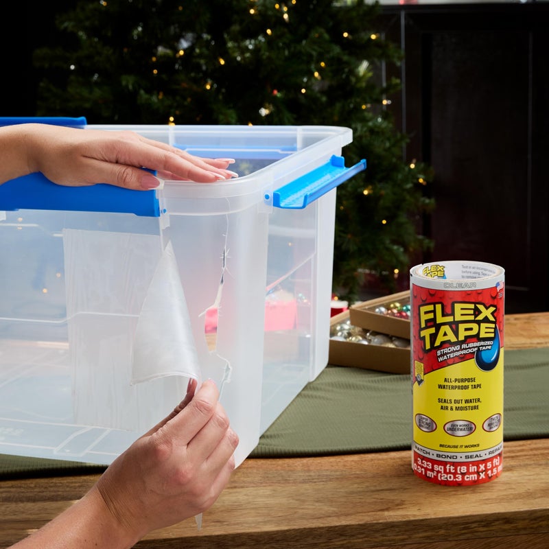 Flex Tape, Original Thick Flexible Rubberized Waterproof Tape - Seal and Patch Leaks, Works Underwater, Indoor Outdoor - Home RV Roof Plumbing and Pool Repairs, Clear, 8 in x 5 ft, Pack of 1 - Image 3